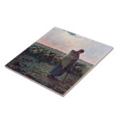 Shepherdess met Hare Flock, Jean-Francois Millet Tegeltje (Zijkant)