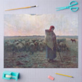 Shepherdess met Hare Flock, Jean-Francois Millet Tissuepapier (Craft)