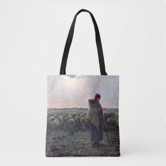 Shepherdess met Hare Flock, Jean-Francois Millet Tote Bag (Voorkant)