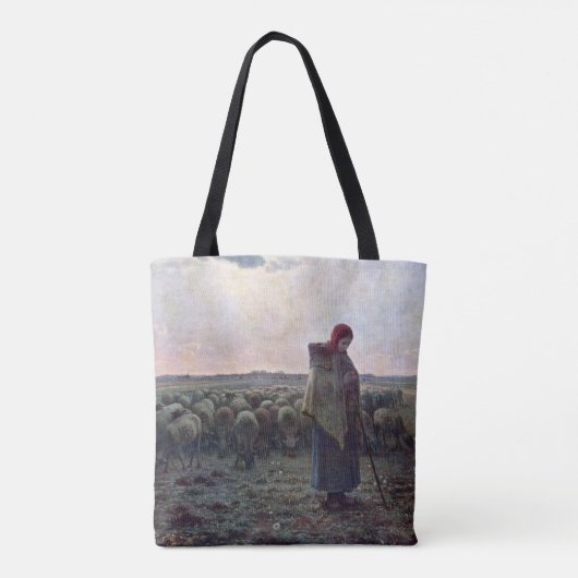 Shepherdess met Hare Flock, Jean-Francois Millet Tote Bag (Achterkant)