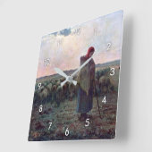 Shepherdess met Hare Flock, Jean-Francois Millet Vierkante Klok (Hoek)