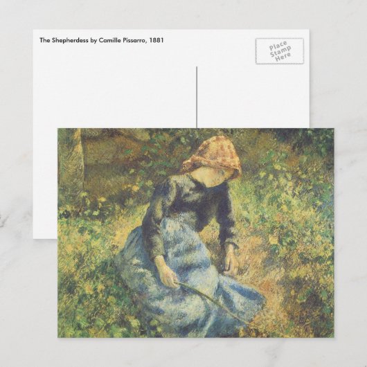 Shepherdess van Camille Pissarro,  Kunst Briefkaart (Voorkant / Achterkant)
