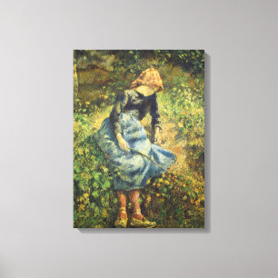Shepherdess van Camille Pissarro,  Kunst Canvas Afdruk