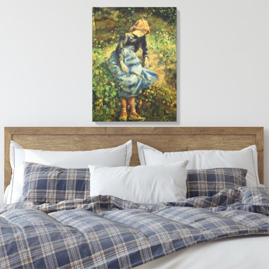 Shepherdess van Camille Pissarro,  Kunst Canvas Afdruk (Insitu (Slaapkamer))
