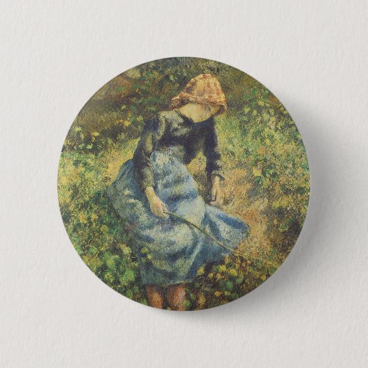 Shepherdess van Camille Pissarro,  Kunst Ronde Button 5,7 Cm (Voorkant)