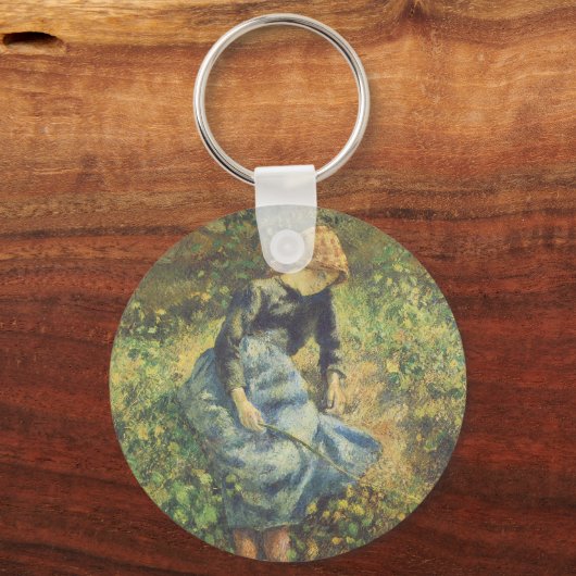 Shepherdess van Camille Pissarro,  Kunst Sleutelhanger (Voorkant)