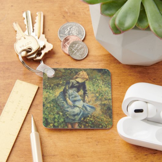 Shepherdess van Camille Pissarro,  Kunst Sleutelhanger (Bureau)
