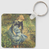 Shepherdess van Camille Pissarro,  Kunst Sleutelhanger (Achterkant)