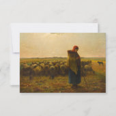 Shepherdess with her Flock by Jean-Francois Millet Bedankkaart (Voorkant)
