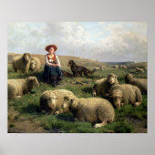 Shepherdess with Sheep in a Landscape Poster (Voorkant)