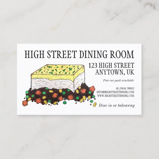 Shepherd's Cottage Meat Pie English British Food Visitekaartje (Voorkant)