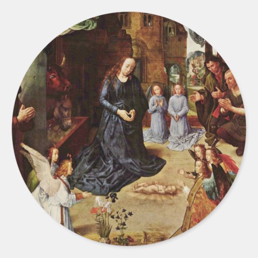 Shepherds en Angels Adore Him Ronde Sticker (Voorkant)