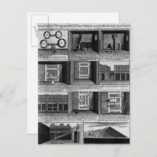 Shepherd's ontsnapping uit de Newgate gevangenis Briefkaart (Voorkant / Achterkant)