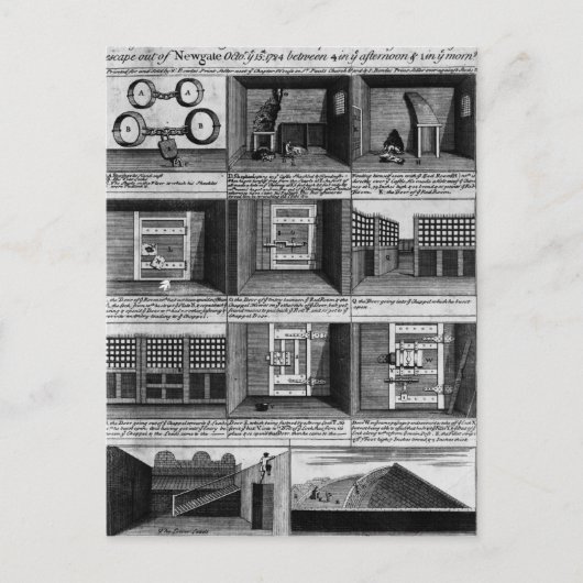 Shepherd's ontsnapping uit de Newgate gevangenis Briefkaart (Voorkant)