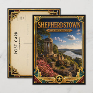 Shepherdstown West Virginia Vintage Art Deco Goud Briefkaart