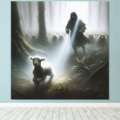 Shephere Rescuing a Lost Lamb Canvas Afdruk (Insitu (Houten vloer))