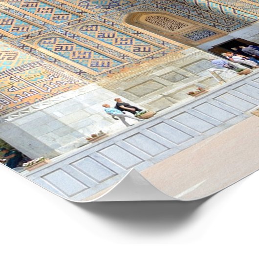 Sher-Dor Madrasah in Samarkand, Oezbekistan Poster (Hoek)