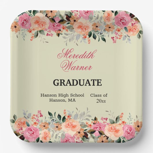 Sherbet Color Floral Gradual Party Paper Bord (Voorkant)