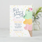Sherbet geschept ijs bruids douche kaart (Staand voorkant)