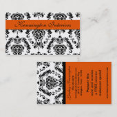 Sherbet Oranje Black Damask Lace Visitekaartjes (Voorkant / Achterkant)