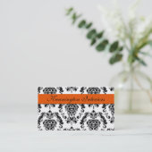 Sherbet Oranje Black Damask Lace Visitekaartjes (Staand voorkant)