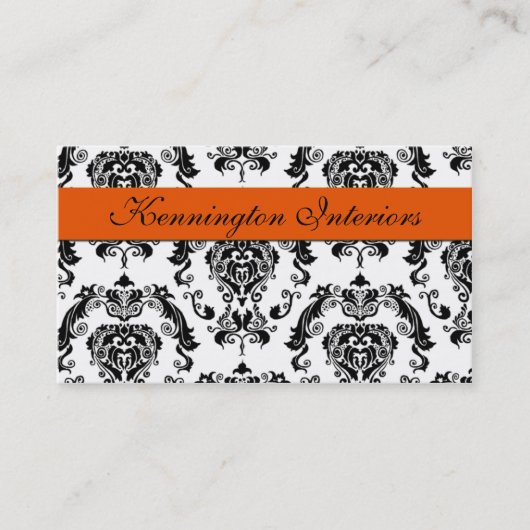 Sherbet Oranje Black Damask Lace Visitekaartjes (Voorkant)