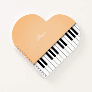 Sherbet Oranje Grand Piano Music-toetsenbord Aange Notitieboek