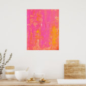 'Sherbet' Roze en Gele Abstracte Kunst Poster (Keuken)