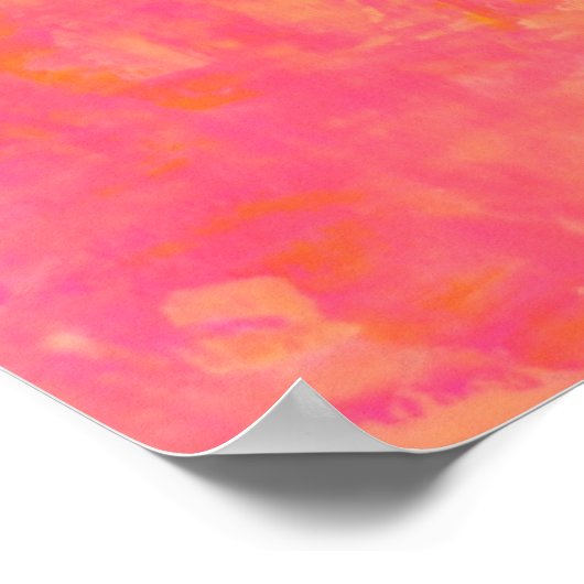 'Sherbet' Roze en Gele Abstracte Kunst Poster (Hoek)