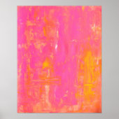 'Sherbet' Roze en Gele Abstracte Kunst Poster (Voorkant)