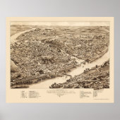 Sherbrooke, Québec, Canada Panoramic Map - 1881 Poster (Voorkant)