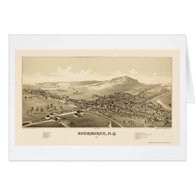 Sherburne, NY Panoramic Map - 1887 (Voorkant Horizontaal)