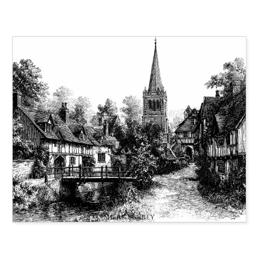 Shere, Surrey, schets Rubberstempel (Afrduk)