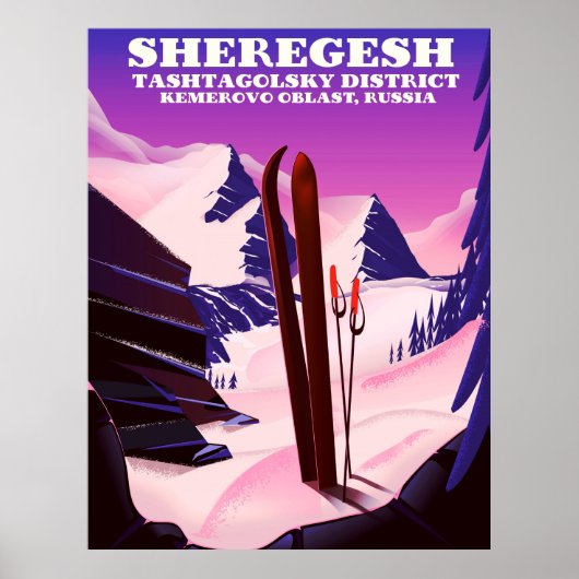 Sheregesh, Oblast Kemerovo Rusland ski reisprint Poster (Voorkant)