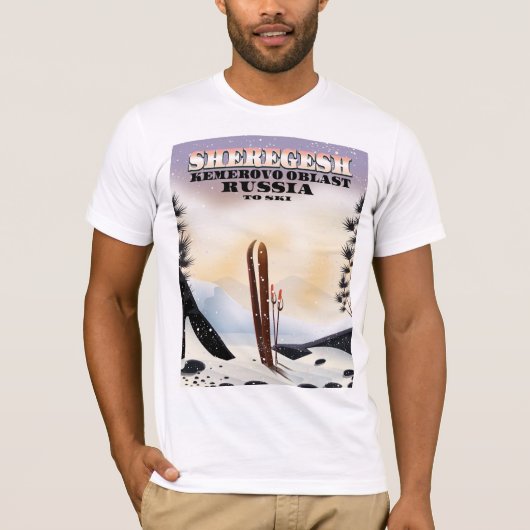 Sheregesh Rusland ski-reisposter. T-shirt (Voorkant)