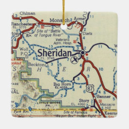 Sheridan WY Classic Map Keramisch Ornament