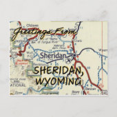 Sheridan WY  Map Briefkaart (Voorkant)