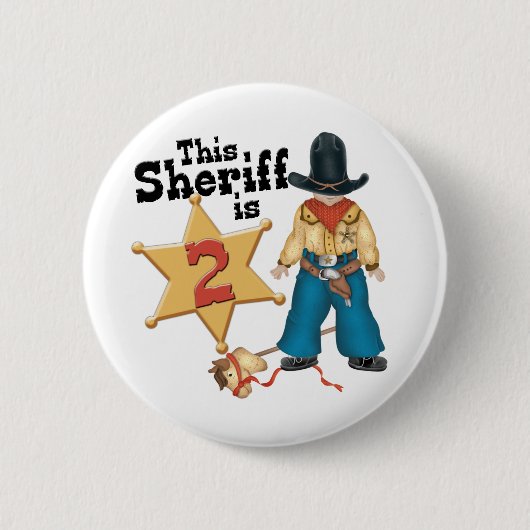 Sheriff 2e verjaardag ronde button 5,7 cm (Voorkant)