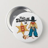 Sheriff 5th Birthday Ronde Button 7,6 Cm (Voorkant /achterkant)