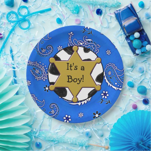 Sheriff badge Blauw Bandanna Papier Borden Papieren Bordje (Feest)