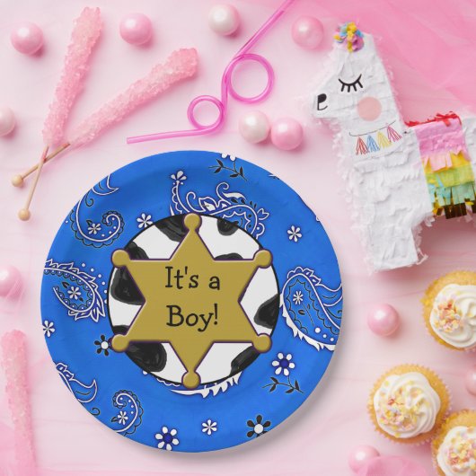 Sheriff badge Blauw Bandanna Papier Borden Papieren Bordje (Feest)