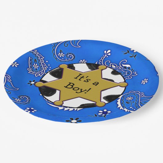 Sheriff badge Blauw Bandanna Papier Borden Papieren Bordje (Gekanteld)