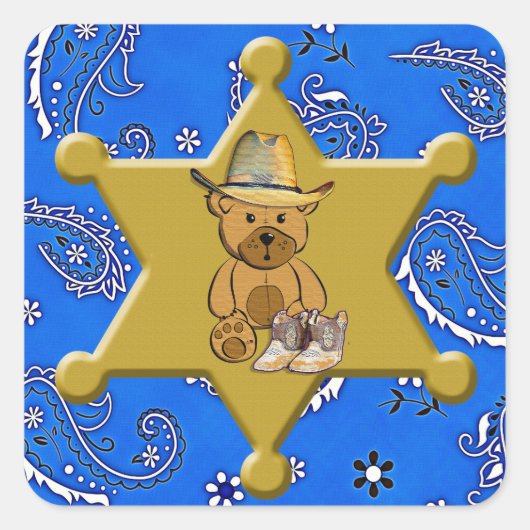 Sheriff Badge Blauw Bandanna Sticker (Voorkant)