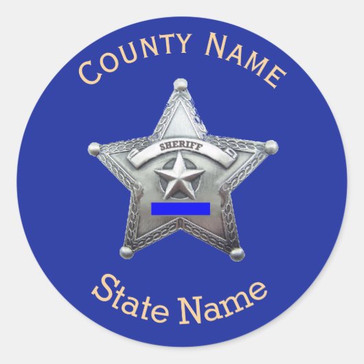 Sheriff Badge Custom Round Sticker (Voorkant)
