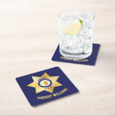 Sheriff Badge Fun - Gepersonaliseerd Kartonnen Onderzetters (Insitu)
