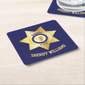 Sheriff Badge Fun - Gepersonaliseerd Kartonnen Onderzetters (Schuin)