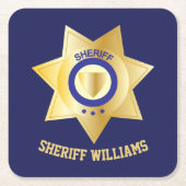 Sheriff Badge Fun - Gepersonaliseerd Kartonnen Onderzetters (Voorkant)