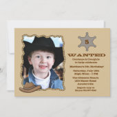 Sheriff Badge Photo Birthday Party - Uitnodiging (Voorkant)