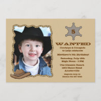 Sheriff Badge Photo Birthday Party - Uitnodiging