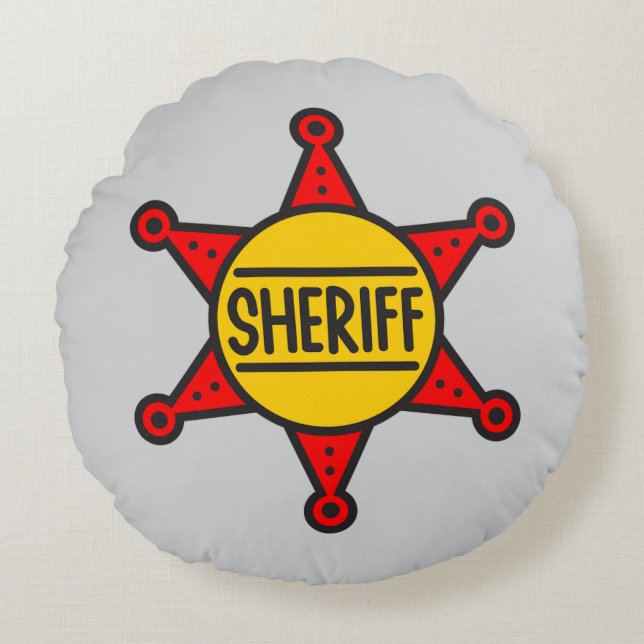 Sheriff Badge Rond Kussen (Voorkant)
